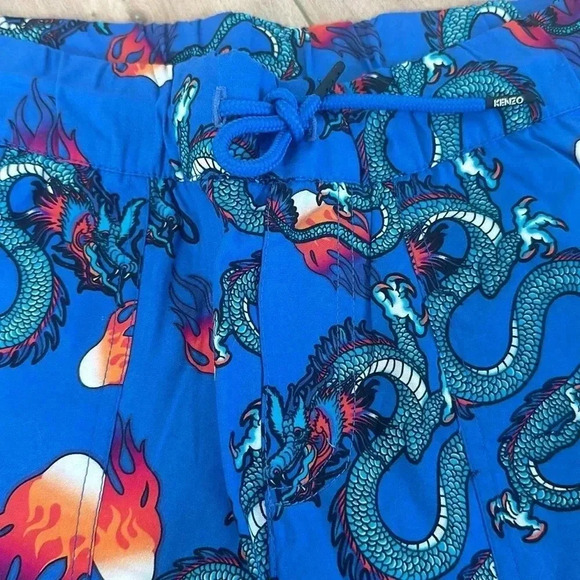 KENZO Blue Dragons Orange Fire Bermudas Shorts Boys Sz 12 - Picture 4 of 10